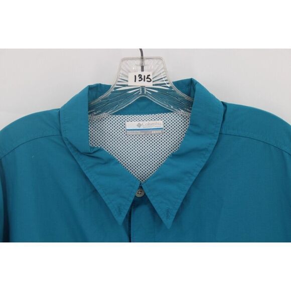 Columbia Button Up Fishing Shirt Men Blue 4X Short Sleeve Vented Outdoor - Picture 2 of 9